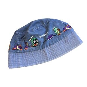 Vintage Kids Y2K Six Flags Embroidered Baby Characters Bucket Hat Size Toddler